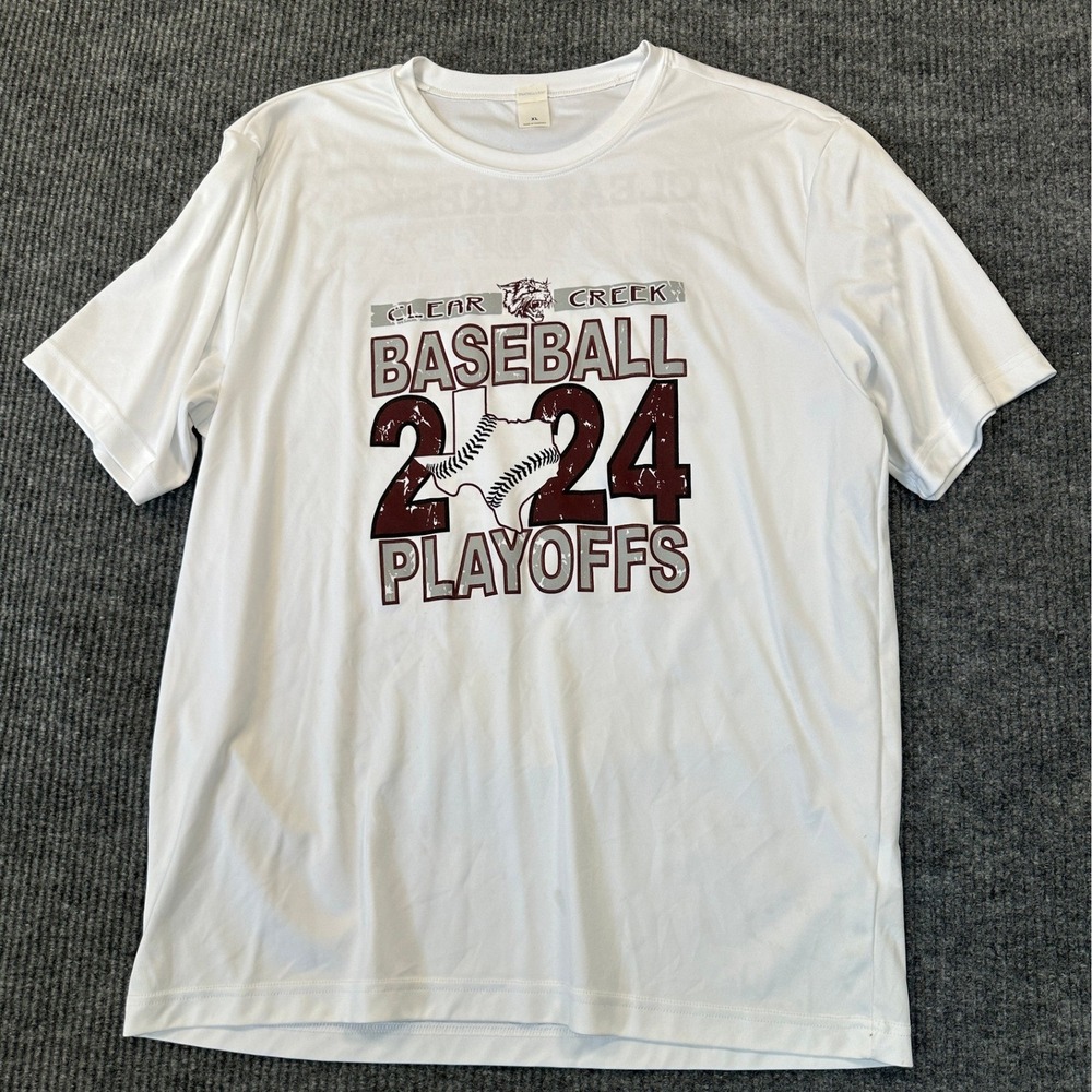 Sport-Tek Clear Creek Baseball 2024 Playoffs‎ Tee XL White Graphic Performance